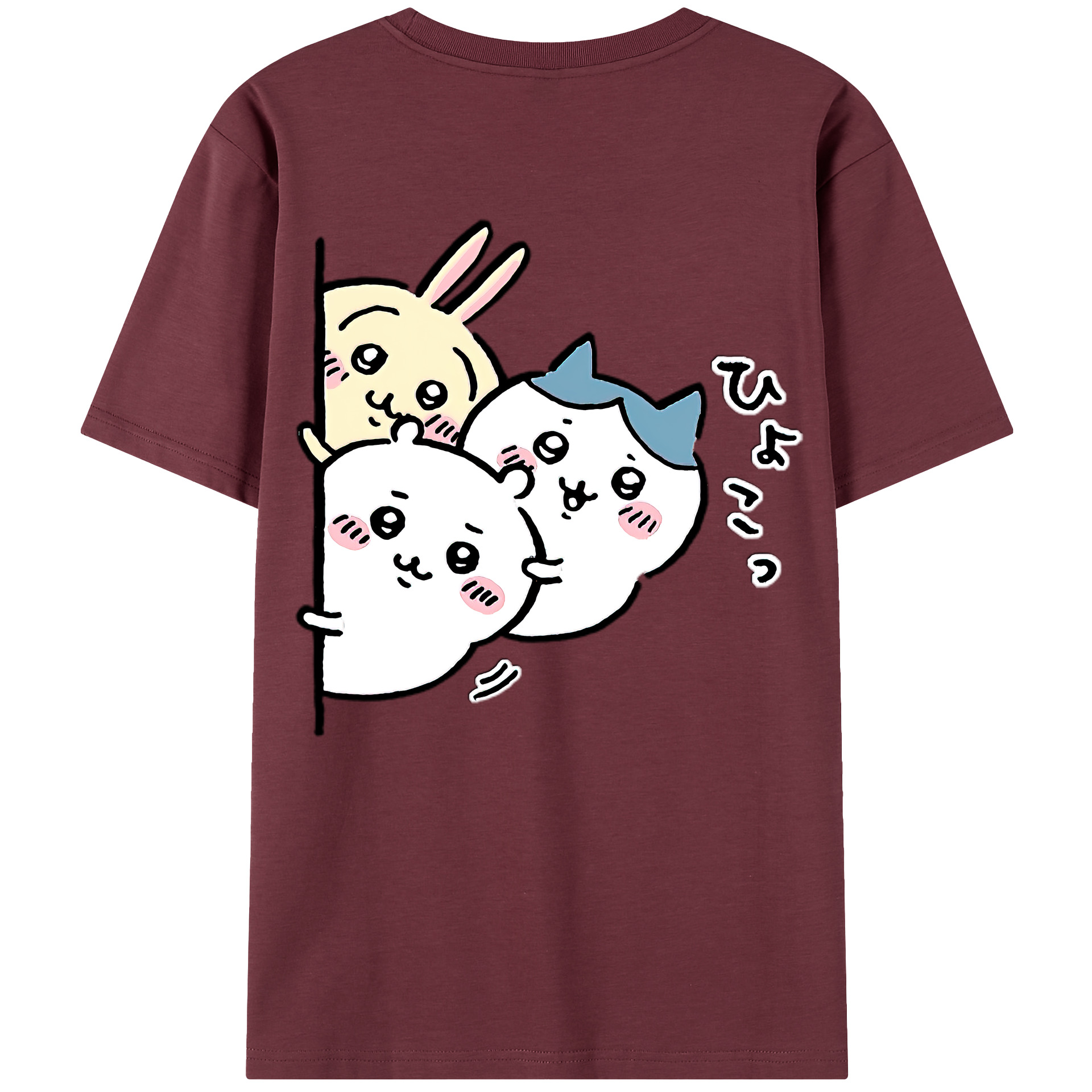 （画像用） ちいかわ うさぎ Chii-kawa usagi 綿100％半袖Tシャツ（背面プリント）